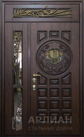 Фото «Дверь со стеклом двустворчатая темно коричневого цвета №382»